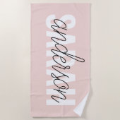 Serviette De Plage Moderne Pastel Rose Beauté Personnalisée Vous Nom (Devant)