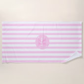 Serviette De Plage Moderne Pastel rose Monogramme Feminine Striped (Devant)