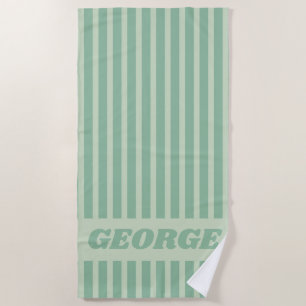 Serviette De Plage Moderne personnalisé rayé vert d'été
