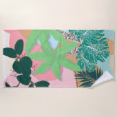 Serviette De Plage Moderne Pink Mint Tropical Foliage Design créatif (Devant)