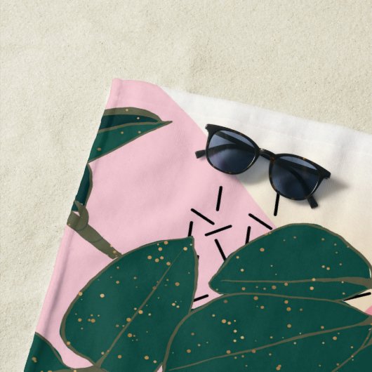 Serviette De Plage Moderne Pink Mint Tropical Foliage Design créatif (En situation)