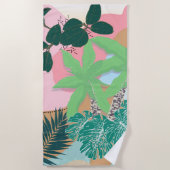 Serviette De Plage Moderne Pink Mint Tropical Foliage Design créatif (Devant)