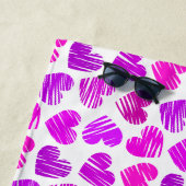 Serviette De Plage Moderne Purple Rose Doodled Hearts Valentine Nom (En situation)
