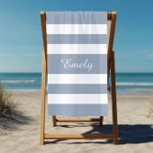 Serviette De Plage Moderne rayé bleu poussiéreux