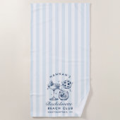 Serviette de plage moderne rétro bleu et gris pour (Devant)