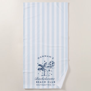 Serviette de plage moderne rétro bleu et gris pour