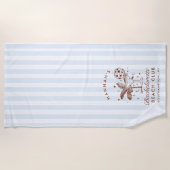 Serviette de plage moderne rétro bleu et marron po (Devant)