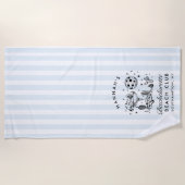 Serviette de plage moderne rétro bleu et noir pour (Devant)