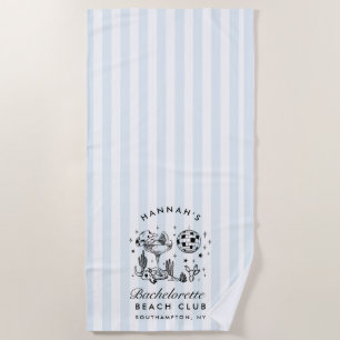Serviette de plage moderne rétro bleu et noir pour