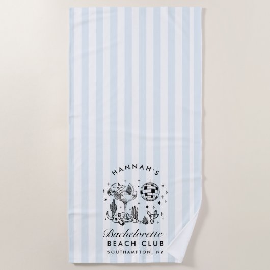 Serviette de plage moderne rétro bleu et noir pour (Devant)