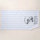 Serviette de plage moderne rétro bleu et noir pour (Devant)