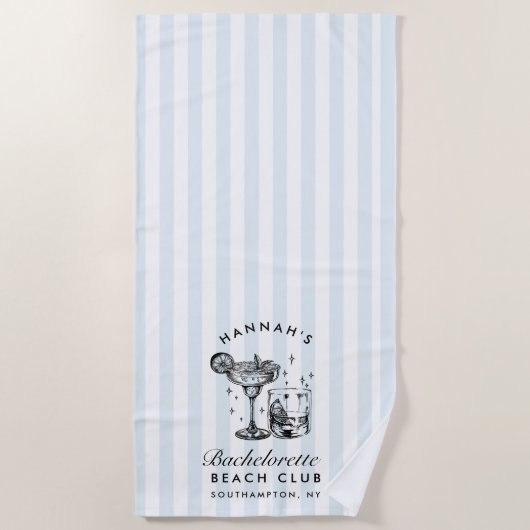 Serviette de plage moderne rétro bleu et noir pour (Devant)