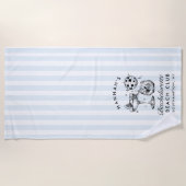 Serviette de plage moderne rétro bleu et noir pour (Devant)