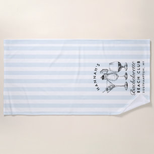 Serviette de plage moderne rétro bleu et noir pour
