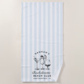 Serviette de plage moderne rétro bleu et noir pour (Devant)