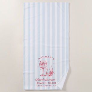 Serviette de plage moderne rétro bleu et rouge pou