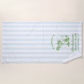 Serviette de plage moderne rétro bleu et vert pour (Devant)