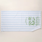 Serviette de plage moderne rétro bleu et vert pour (Devant)
