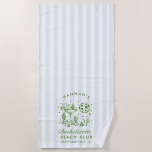 Serviette de plage moderne rétro bleu et vert pour
