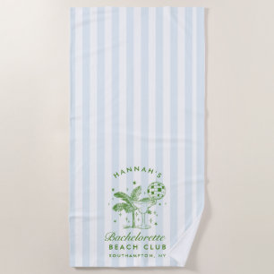 Serviette de plage moderne rétro bleu et vert pour