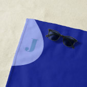 Serviette De Plage Moderne Retro Bleu Vague Blanche Personnalisée (En situation)