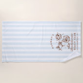 Serviette de plage moderne rétro bleue et marron p (Devant)