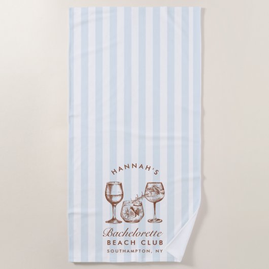 Serviette de plage moderne rétro bleue et marron p (Devant)