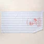 Serviette de plage moderne rétro bleue et rouge po (Devant)
