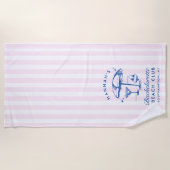 Serviette de plage moderne rose et bleue pour ente (Devant)