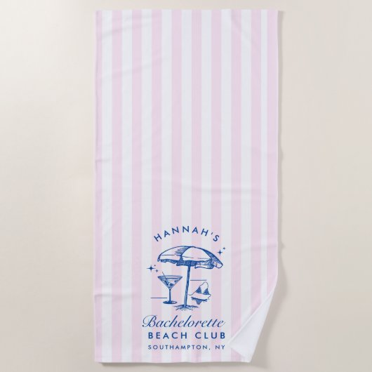Serviette de plage moderne rose et bleue pour ente (Devant)