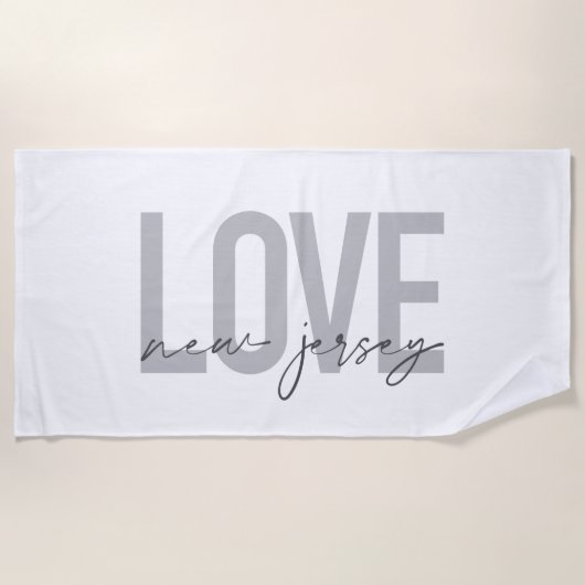 Serviette De Plage Moderne, simple, cool, design urbain Amour New Jer (Devant)