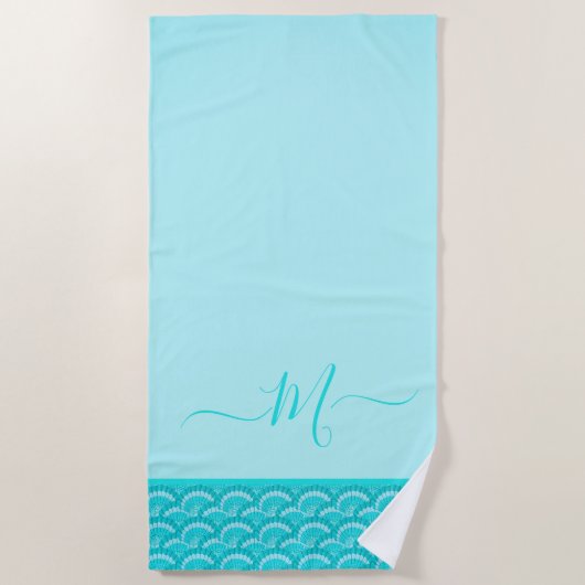 Serviette De Plage Moderne Tropical Turquoise Turquoise Aqua Blue Sea (Devant)