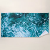 Serviette De Plage Moderne Turquoise Ocean Waves Personnalisé (Devant)