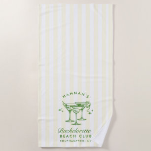 Serviette de plage moderne verte et jaune pour ent
