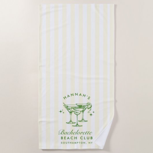 Serviette de plage moderne verte et jaune pour ent (Devant)
