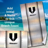 Serviette De Plage Modifier Initial, Ajouter Nom, Bandes métalliques