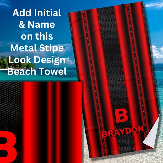 Serviette De Plage Modifier le nom initial Ajouter le nom rouge sur l