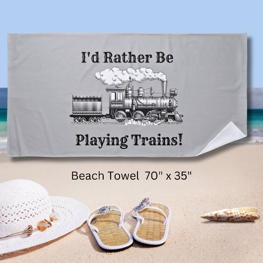Serviette De Plage Modifier le texte Je préfère jouer Trains Railroad