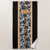 Serviette De Plage Mokuleia Hawaiian Faux Wood Monogram Surboard (Devant)