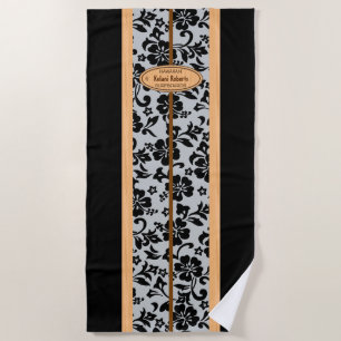 Serviette De Plage Mokuleia Hawaiian Faux Wood Monogram Surboard