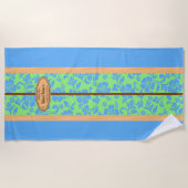 Serviette De Plage Mokuleia Hawaiian Faux Wood Monogram Surboard (Devant)