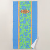 Serviette De Plage Mokuleia Hawaiian Faux Wood Monogram Surboard (Devant)