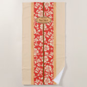 Serviette De Plage Mokuleia Hawaiian Faux Wood Monogram Surboard (Devant)