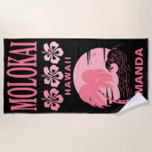 Serviette De Plage Molokai Hawaii Pink Beach Bachelorte Personnalisée (Devant)