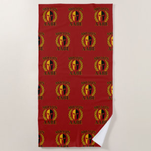 Serviette De Plage Molon Labe Grunge Casque de Guerrier Spartiate sur