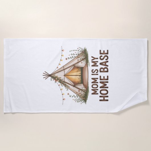 Serviette De Plage Mom Is My Home Base (Devant)