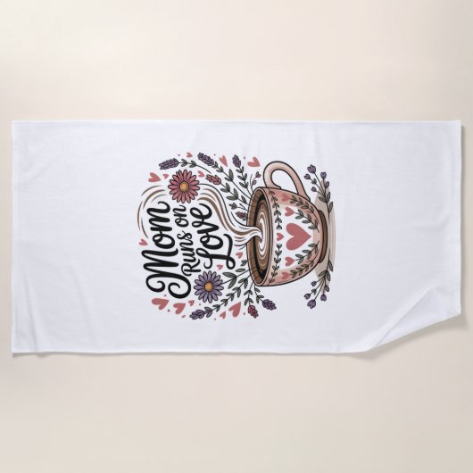 Serviette De Plage Mom Runs On Love (Devant)