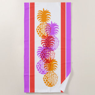 Serviette De Plage Momona Ananas Hawaiian striped Tropical - Chaud