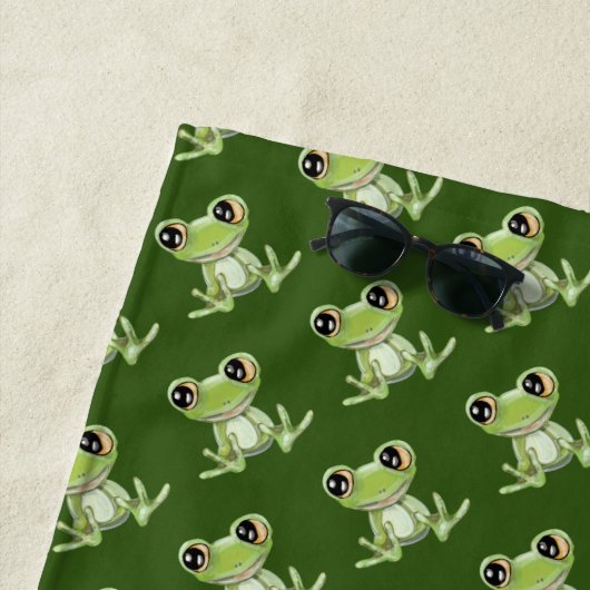 Serviette de plage Mon autre ami grenouille verte (En situation)