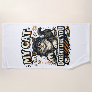 Serviette De Plage Mon Chat Ne T'Aime Pas Rétro